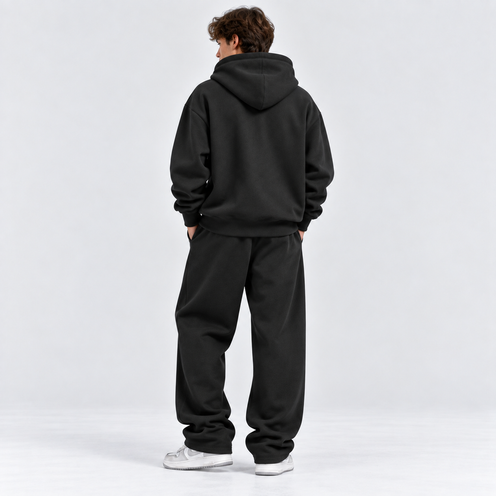 Herre Colorblock Hoodie Sæt – Straight Cut Træningsdragt