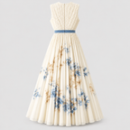 Akvarelprintet Midikjole til Damer - V-Hals, Plisseret Skørt