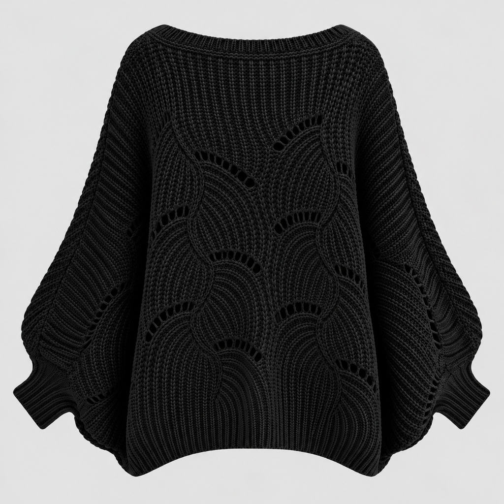 Sweater med Flagermusærmer til Damer - Cropped Kabelstrik