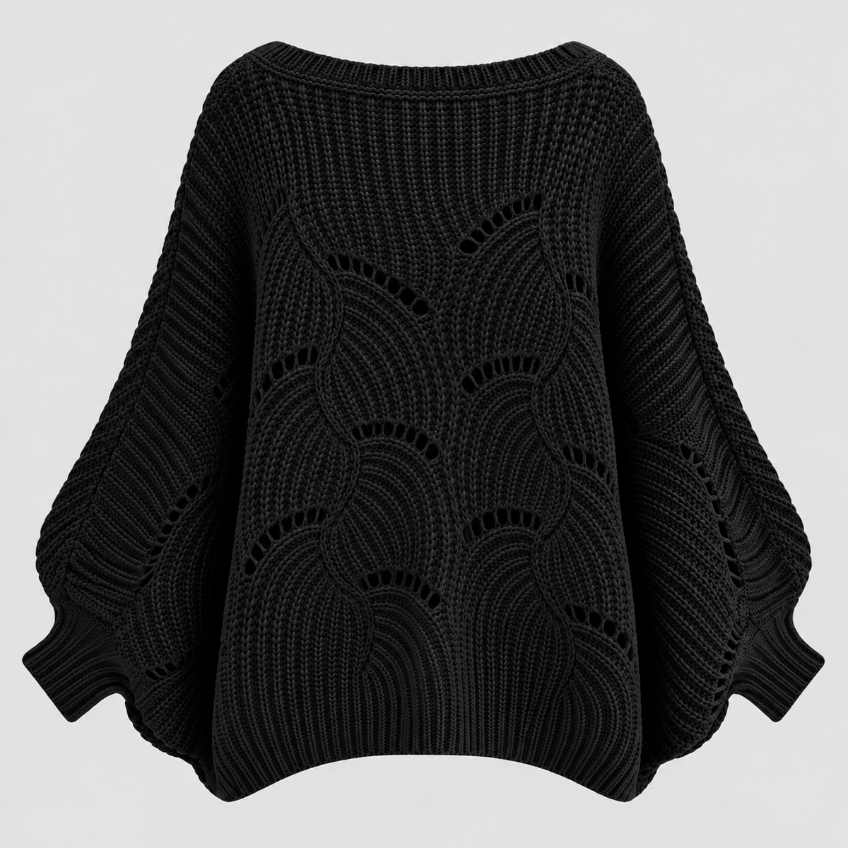 Sweater med Flagermusærmer til Damer - Cropped Kabelstrik