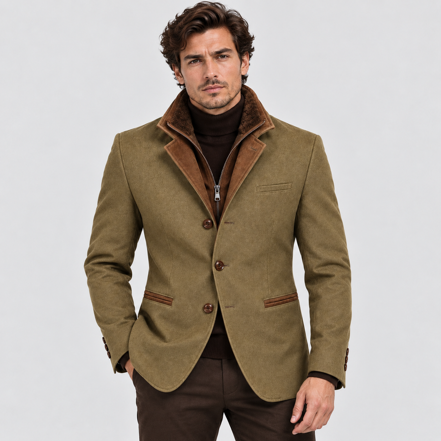Herre Slim Fit Jakke – Reverskrave med Kontrastforing