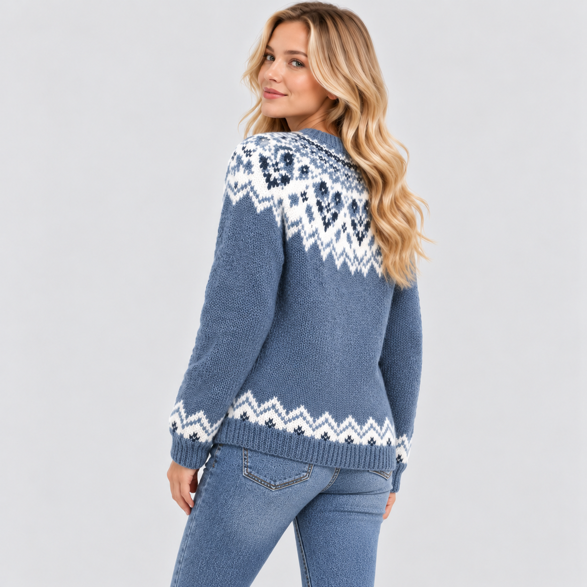 Fair Isle-Sweater til Damer - Strikket med Geometrisk Mønster