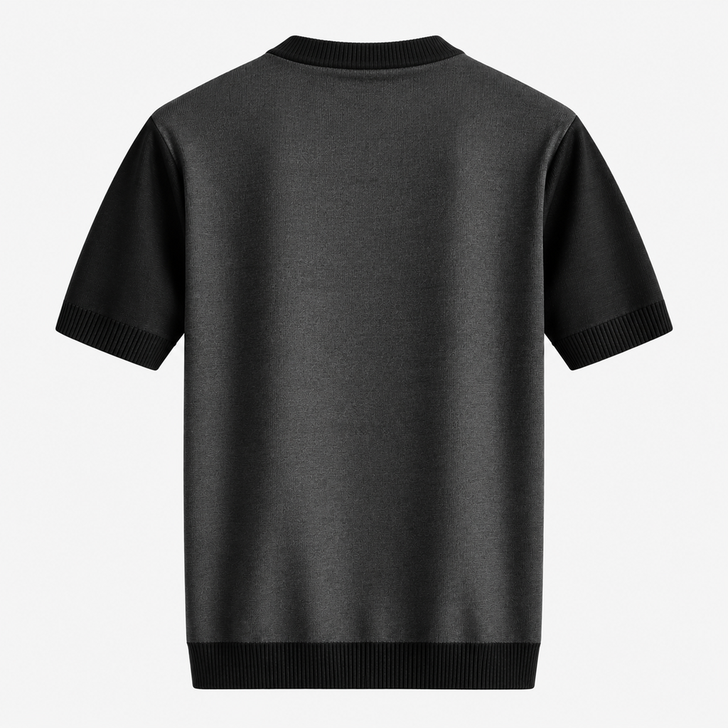 Herre Textureret Crew Neck T-Shirt – Chevronmønster Kort Ærme