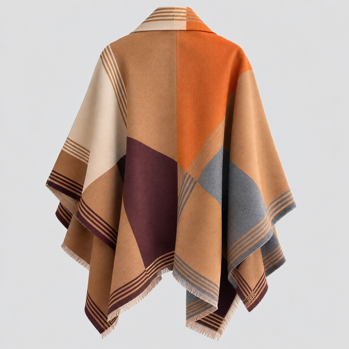 Oversized Ternet Sjal til Damer - Colorblock Vintersjal