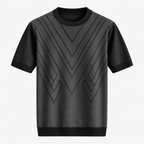 Herre Textureret Crew Neck T-Shirt – Chevronmønster Kort Ærme