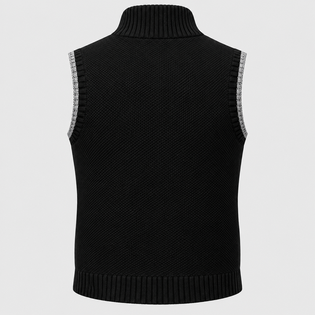 Herre Forretningsvest med Lynlås – Opstående Krave Ærmeløs
