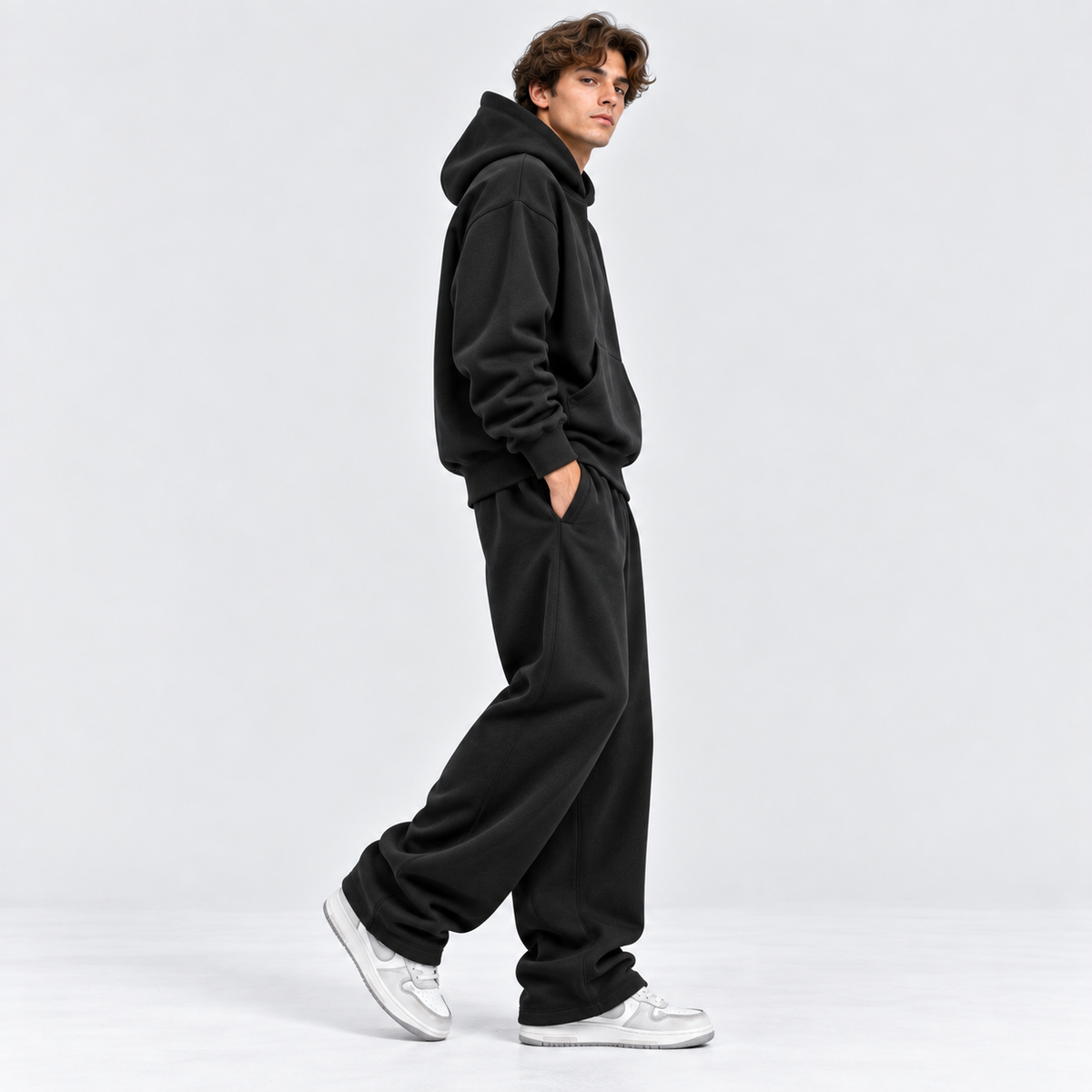 Herre Colorblock Hoodie Sæt – Straight Cut Træningsdragt