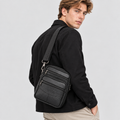 Læder Crossbodytaske til Herrer - Vertikalt Design med Flere Lommer
