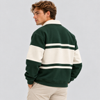 Polokrave Pullover til Herrer - Sweater med Kontraststriber