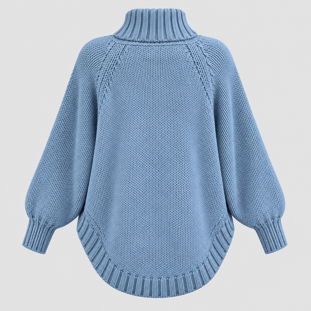 Chunky Strikket Sweater til Damer - Oversized Kabelstrik med Rullekrave