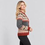 Fair Isle Cardigan til Damer - Knaplukning, Mønstret Bærestykke