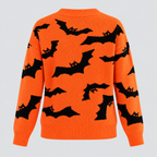 Trøje med Flagermusprint til Halloween - Jacquardstrikket Pullover