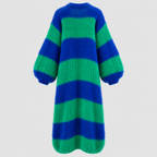 Stribet Cardigan til Damer - Åben Front, Lang Model