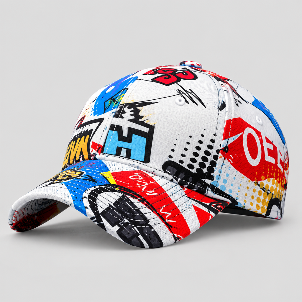 Snapback Kasket med Graffitiprint til Herrer - Justerbar Bomuldskasket