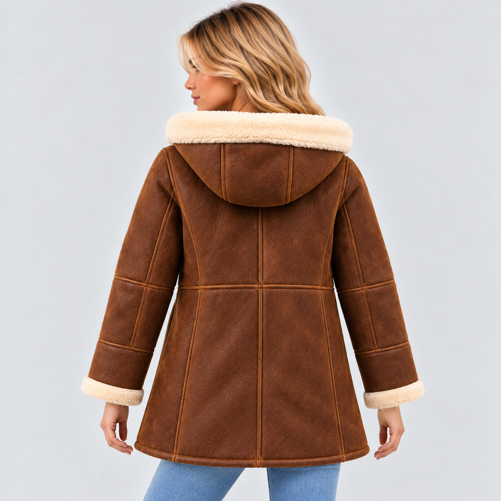 Shearling-Stil Frakke - Med Hætte, Toggle-Lukning