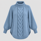 Chunky Strikket Sweater til Damer - Oversized Kabelstrik med Rullekrave