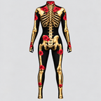 Skelettryk Overall til Damer - Halloween-Kostume med Rosendetaljer