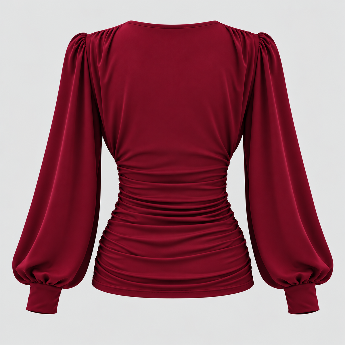 Dame Dyb V-Hals Bluse – Langærmet Wrap Front Top