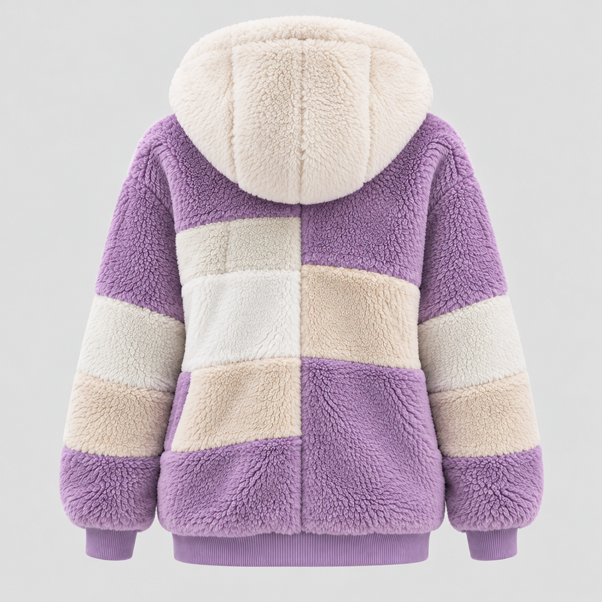 Colorblock Vinterjakke til Damer - Snorehætte, Hoftelang