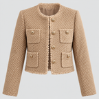 Tweed Blazer til Damer - Figursyet, Knaplukning Foran