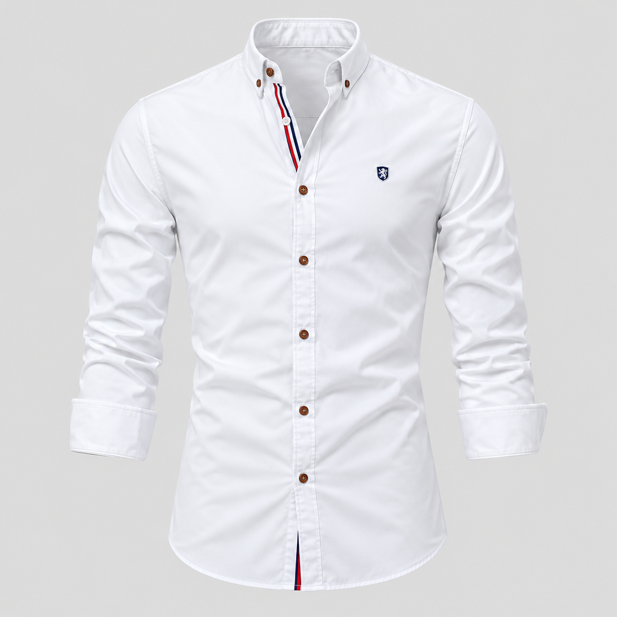 Herre Slim Fit Standkraveskjorte – Grandad Krave Knapskjorte