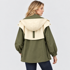 Colorblock Jakke med Lynlås - Vandafvisende Opstående Krave