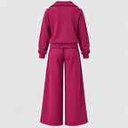 Joggingsæt med Lynlås - Todelt Loungewear med Vide Ben