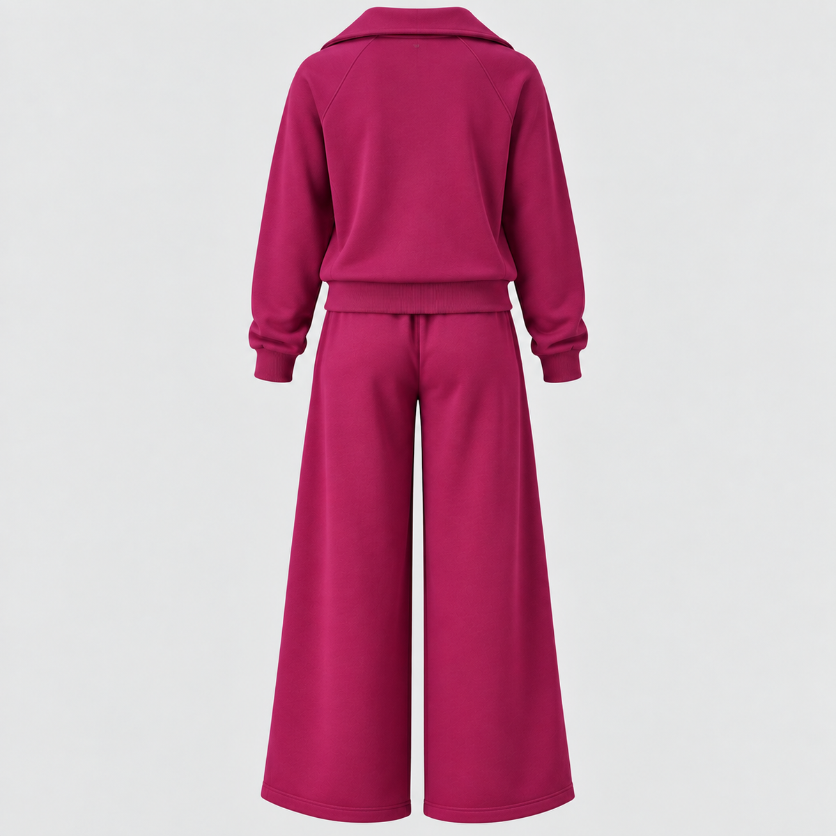 Joggingsæt med Lynlås - Todelt Loungewear med Vide Ben
