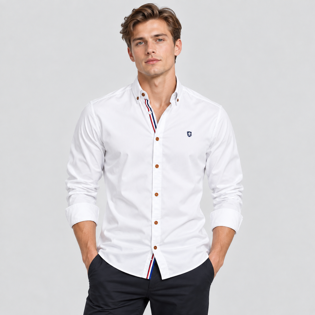 Herre Slim Fit Standkraveskjorte – Grandad Krave Knapskjorte