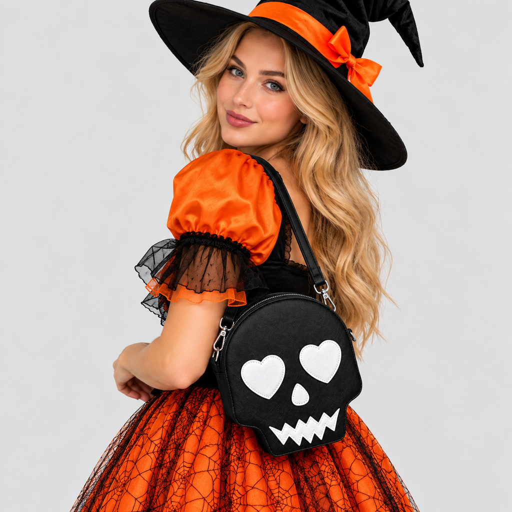 Kranieformet Crossbodytaske - Halloween-Taske i PU-Læder