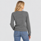 Fårmotiv-Sweater til Damer - Intarsiastrik, Rund Hals