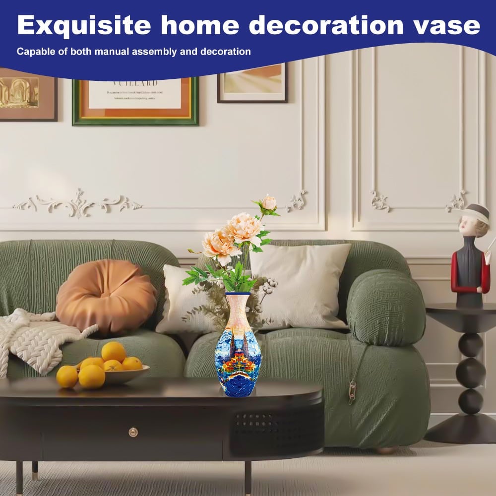 3D Puzzle Vase – EcoBloom, Dekorativ Blomstervase med Aftagelig Vandbeholder