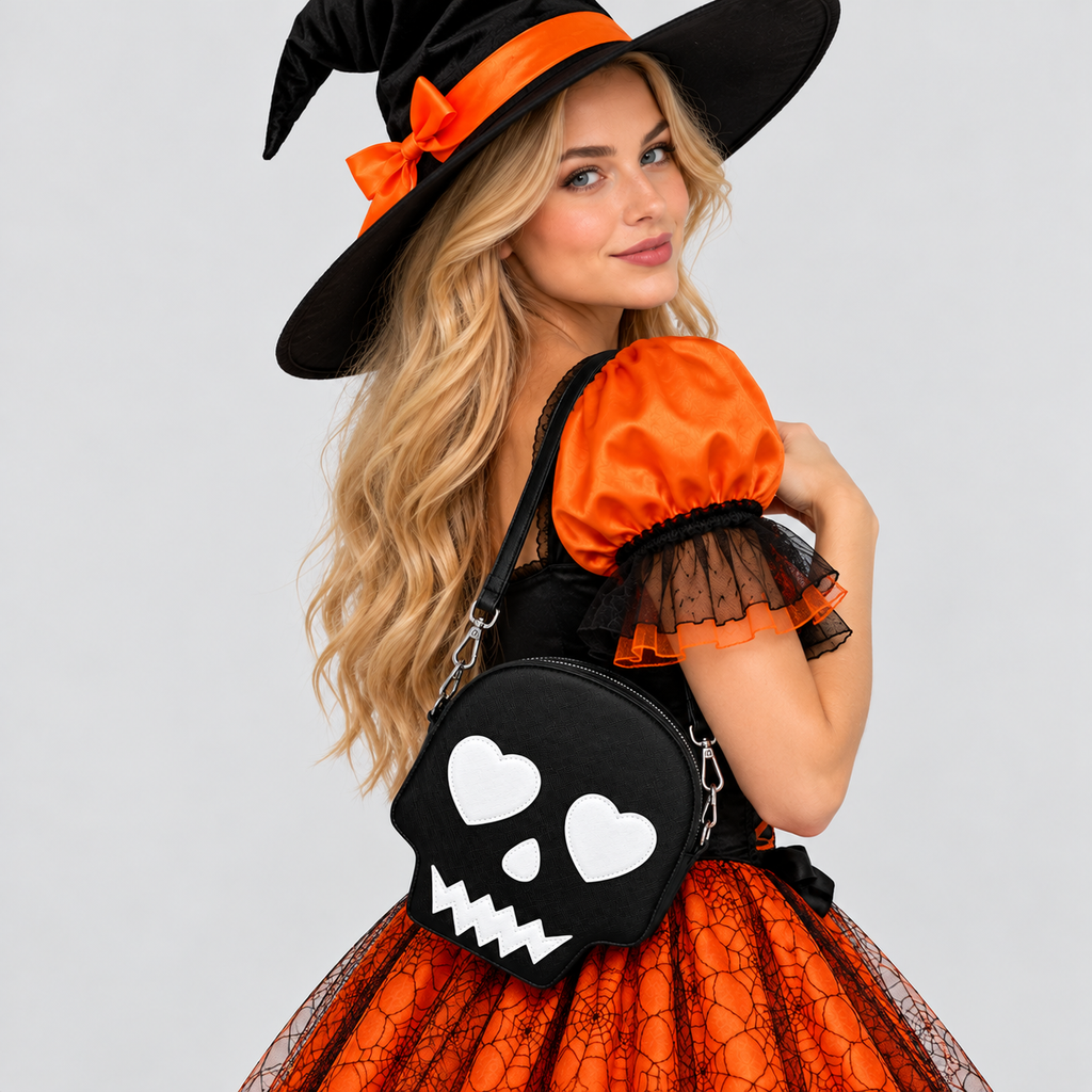 Kranieformet Crossbodytaske - Halloween-Taske i PU-Læder
