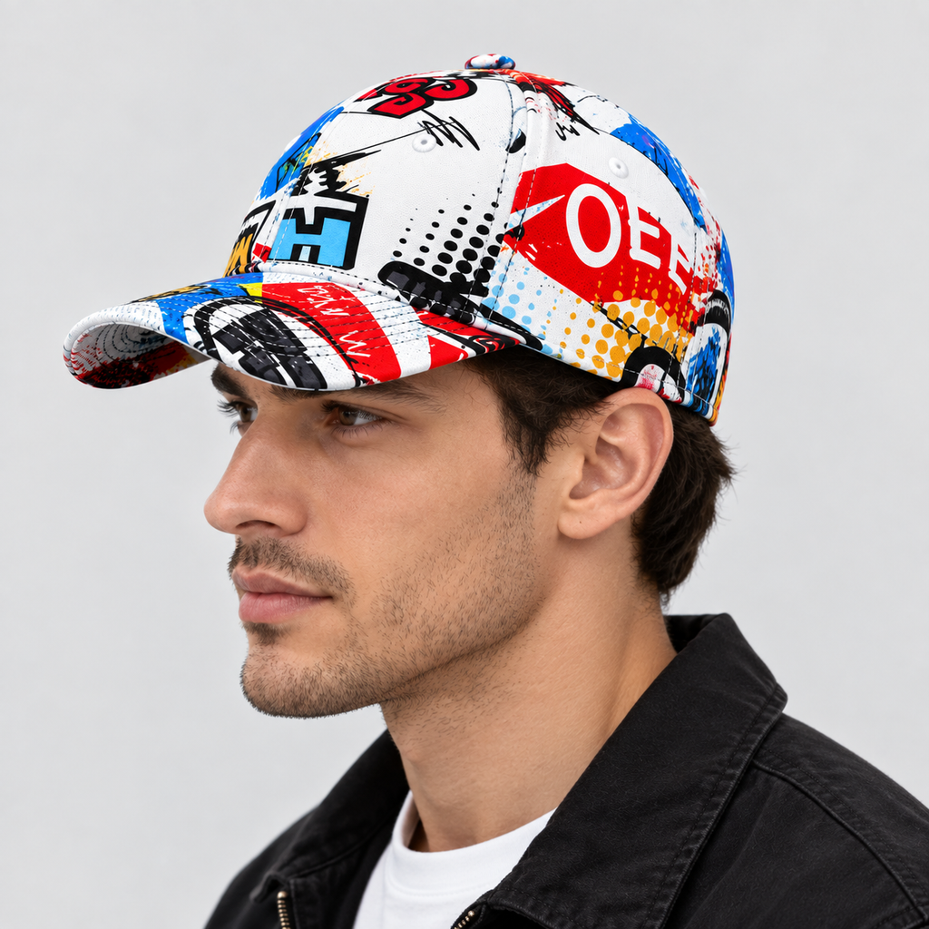 Snapback Kasket med Graffitiprint til Herrer - Justerbar Bomuldskasket
