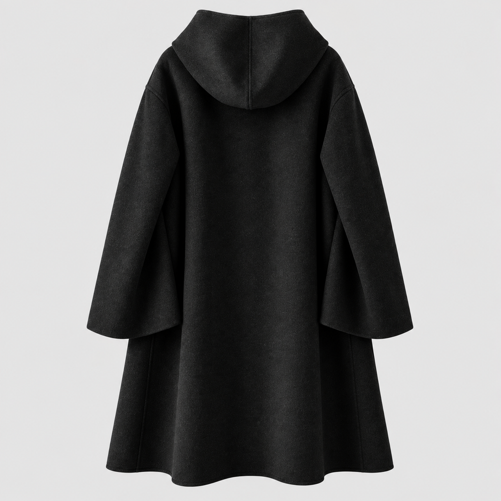 Lang Frakke i Uldlook - Wrap-Lukning med Revers