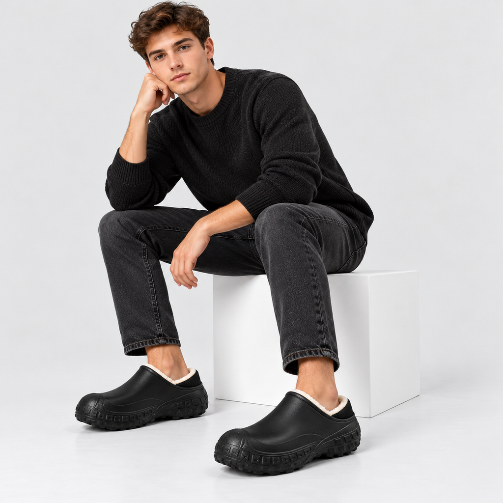 Vandtætte Slip-On Sko til Herrer - Fleeceforet, Kraftig Skridsikker Sål