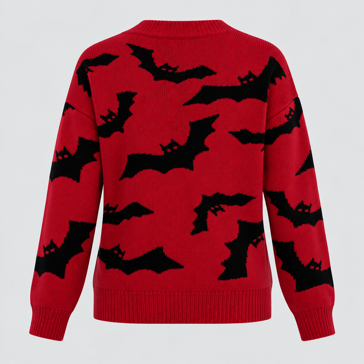 Trøje med Flagermusprint til Halloween - Jacquardstrikket Pullover