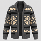 Aztec-mønstret Cardigan - Åben Front Strikket Sweater