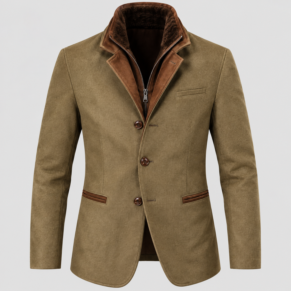Herre Slim Fit Jakke – Reverskrave med Kontrastforing