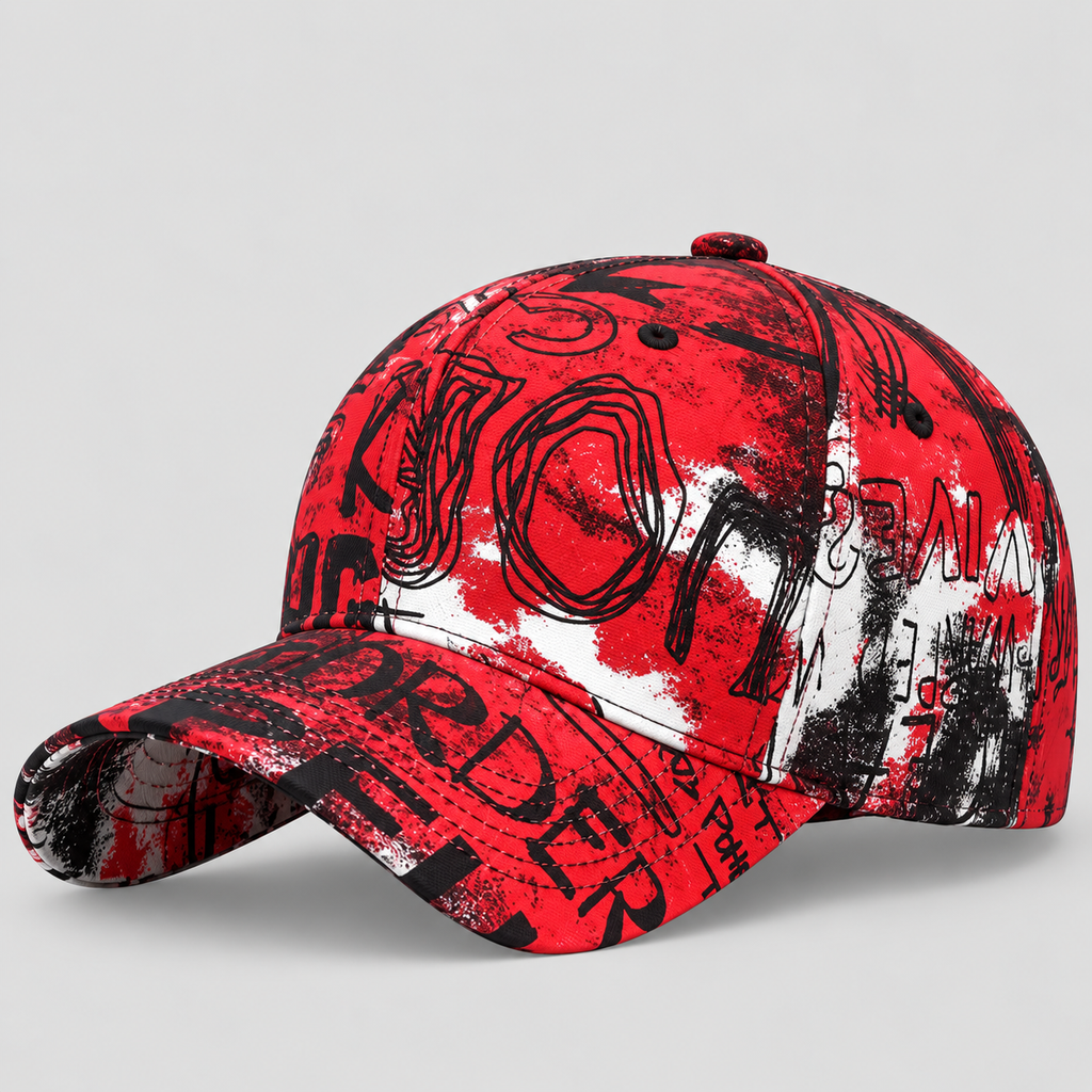 Snapback Kasket med Graffitiprint - Justerbar Kasket i Bomuld