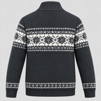 Herre Nordisk Mønstret Lynlåstrøje – Fair Isle Strikjakke