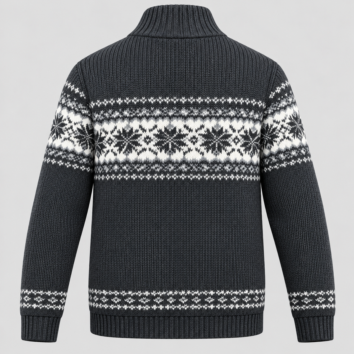 Herre Nordisk Mønstret Lynlåstrøje – Fair Isle Strikjakke