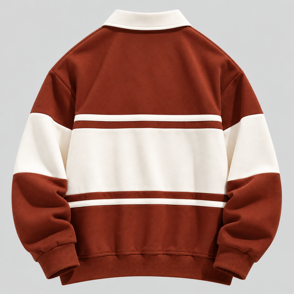Polokrave Pullover til Herrer - Sweater med Kontraststriber