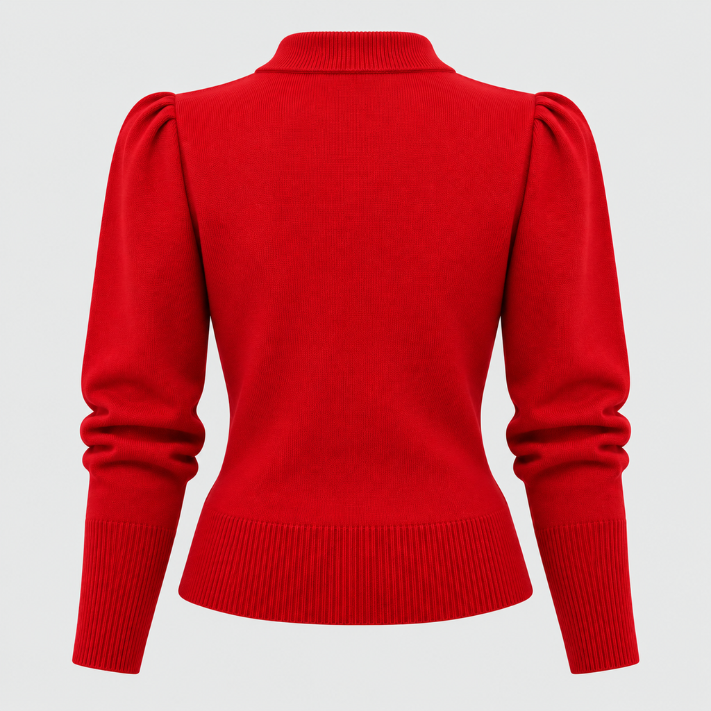 Cropped Strikket Cardigan til Damer - Guldknapper Foran, V-Hals