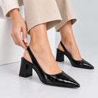 Slingback Kitten Heels - Spids Tå Elastisk Rem