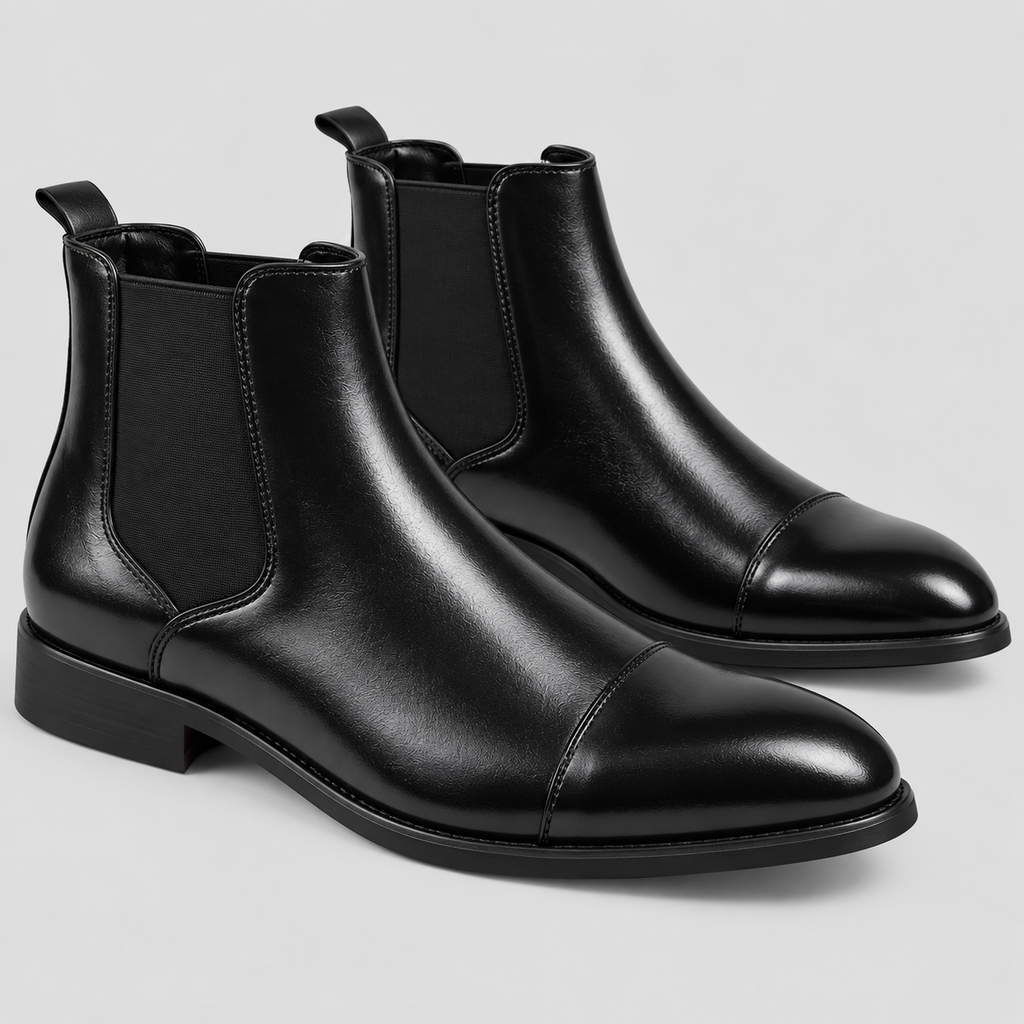 Herre Læder Chelsea Boots – Rød Sål Slip-On Støvler