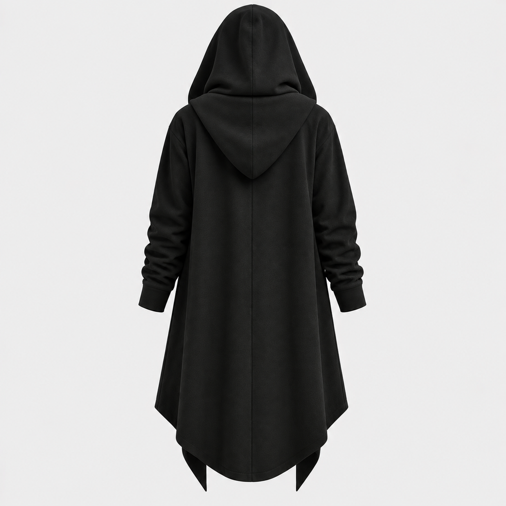 Lang Hættekåbe med Åben Front – Oversized Hætte Streetwear