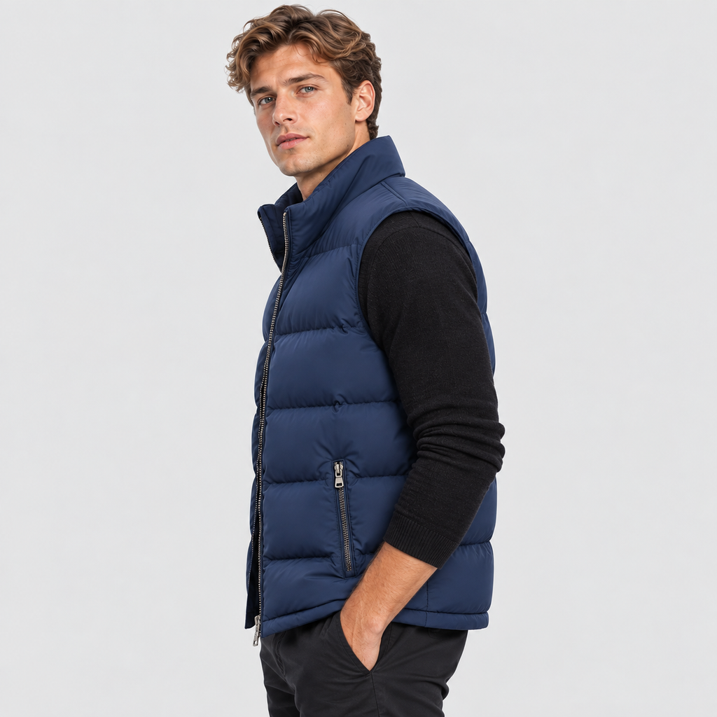 Herre Hætte Puffer Vest – Ærmeløs Quiltet Bodywarmer