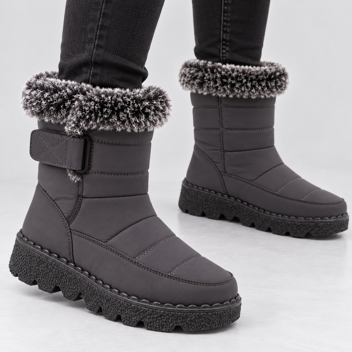 Pelsforede Sneboots til Damer - Slip-On med Grebssål