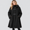 Lang Frakke i Uldlook - Wrap-Lukning med Revers